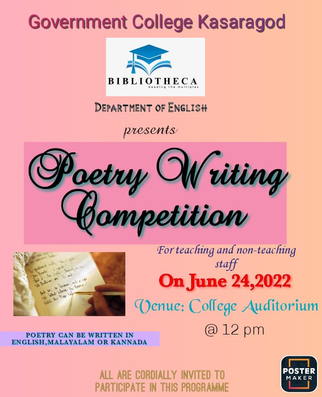 Poetry Writing Competition Government College Kasaragod